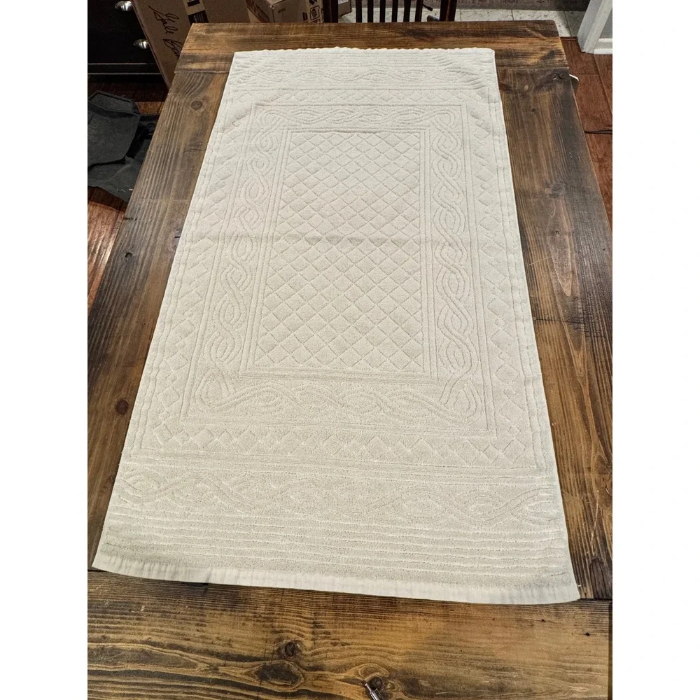 Ralph Lauren 3pc Towel Set Blue White‎ Cotton Quilted Diamond Made in USA Luxury